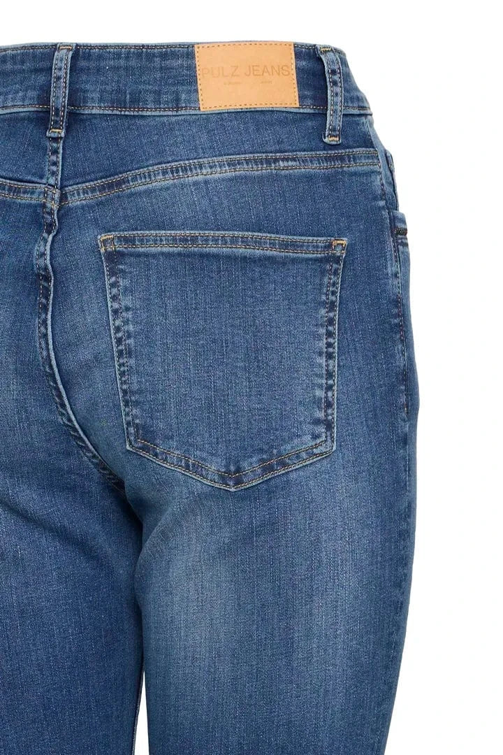 Pulz Bessie UHW Jeans Bootcut Leg - Medium Blue