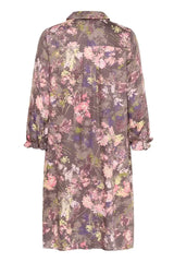 Culture Madi Dittemarie Short Dress - Grey Flower Foil