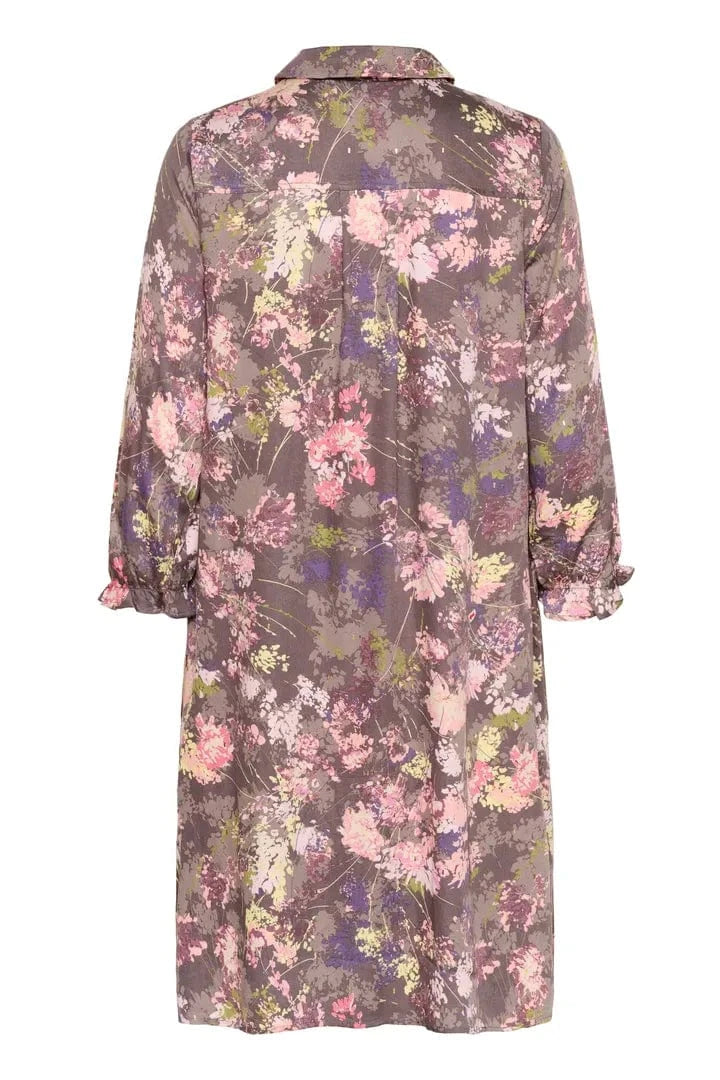 Culture Madi Dittemarie Short Dress - Grey Flower Foil