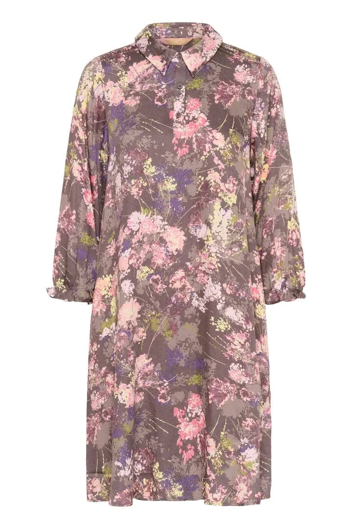 Culture Madi Dittemarie Short Dress - Grey Flower Foil