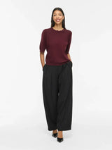 Vila Emi o-Neck 2/4 Sleeve Knit Top - Port Royale