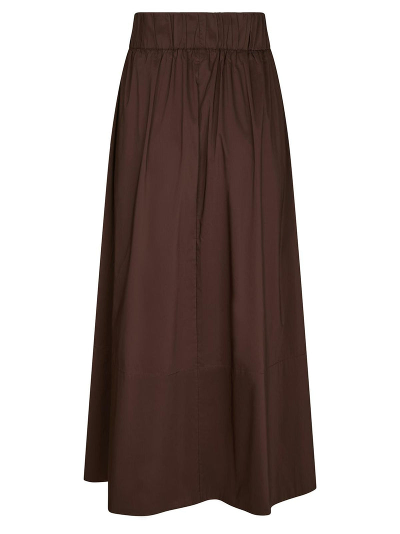Neo Noir Yara Poplin Skirt - Chocolate Brown