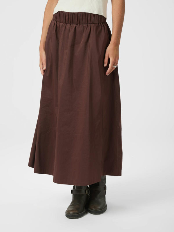 Neo Noir Yara Poplin Skirt - Chocolate Brown