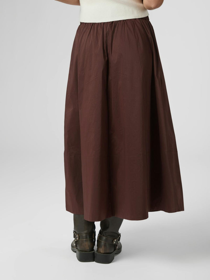 Neo Noir Yara Poplin Skirt - Chocolate Brown