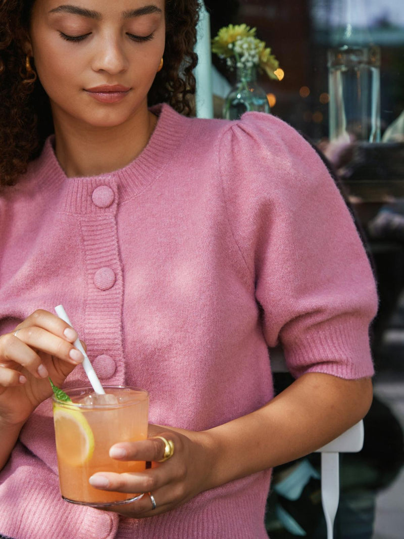Neo Noir Trudy Knit Cardigan - Rose