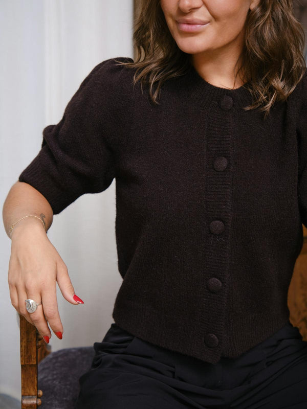 Neo Noir Trudy Knit Cardigan - Dark Brown