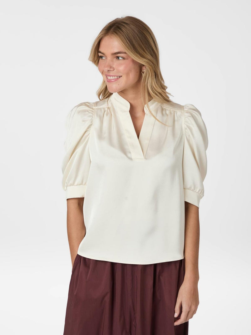 Neo Noir Roella Heavy Sateen Blouse - Pearl