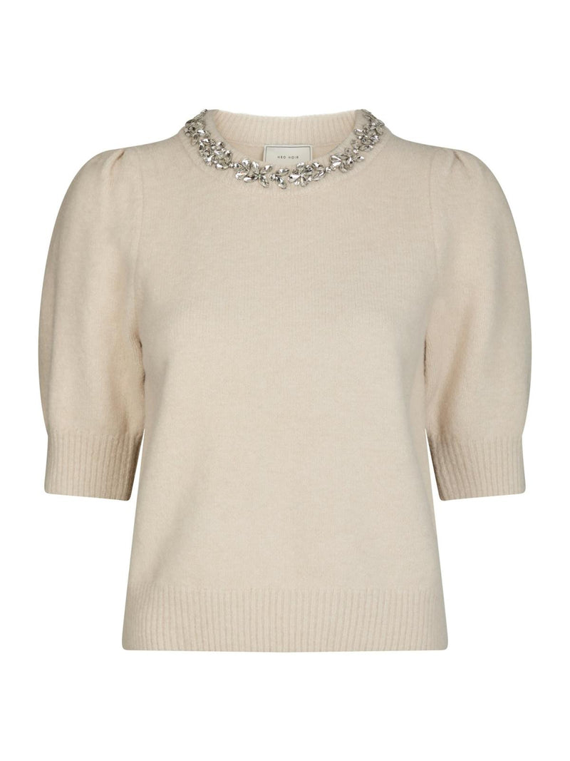 Neo Noir Maia Stone Knit Blouse - Ivory