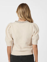 Neo Noir Maia Stone Knit Blouse - Ivory