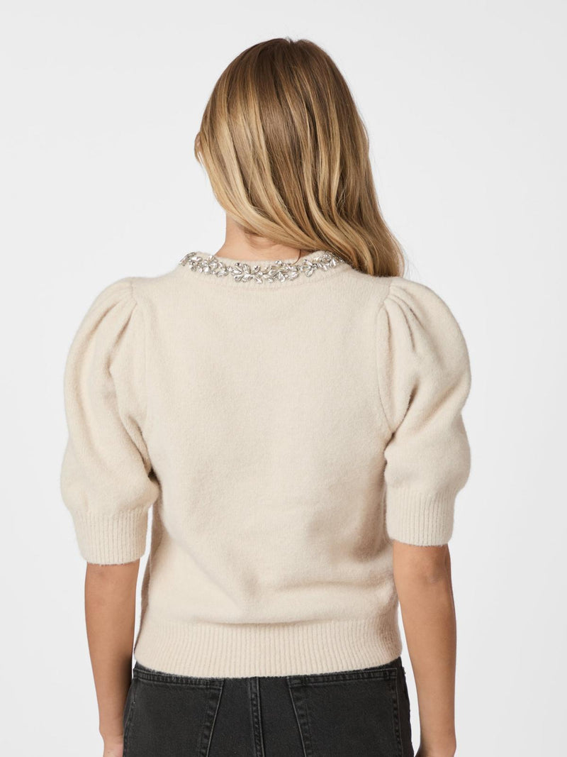 Neo Noir Maia Stone Knit Blouse - Ivory