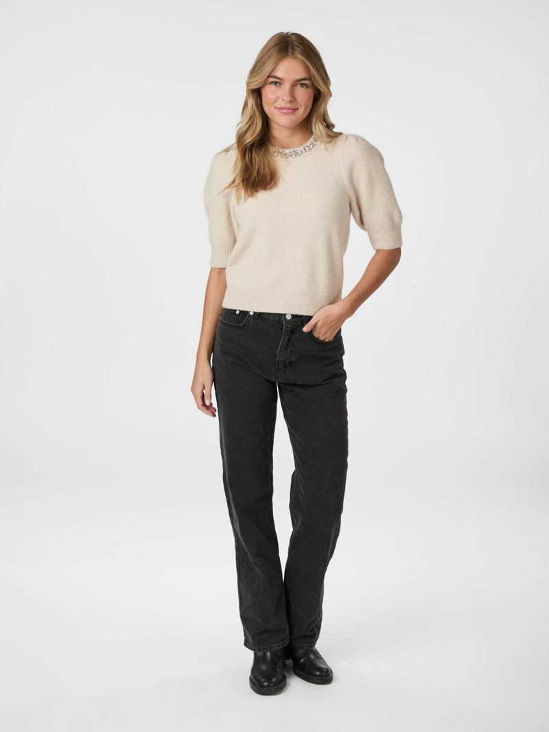Neo Noir Maia Stone Knit Blouse - Ivory