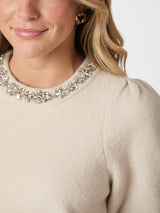 Neo Noir Maia Stone Knit Blouse - Ivory