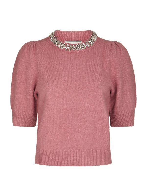Neo Noir Maia Stone Knit Blouse - Rose