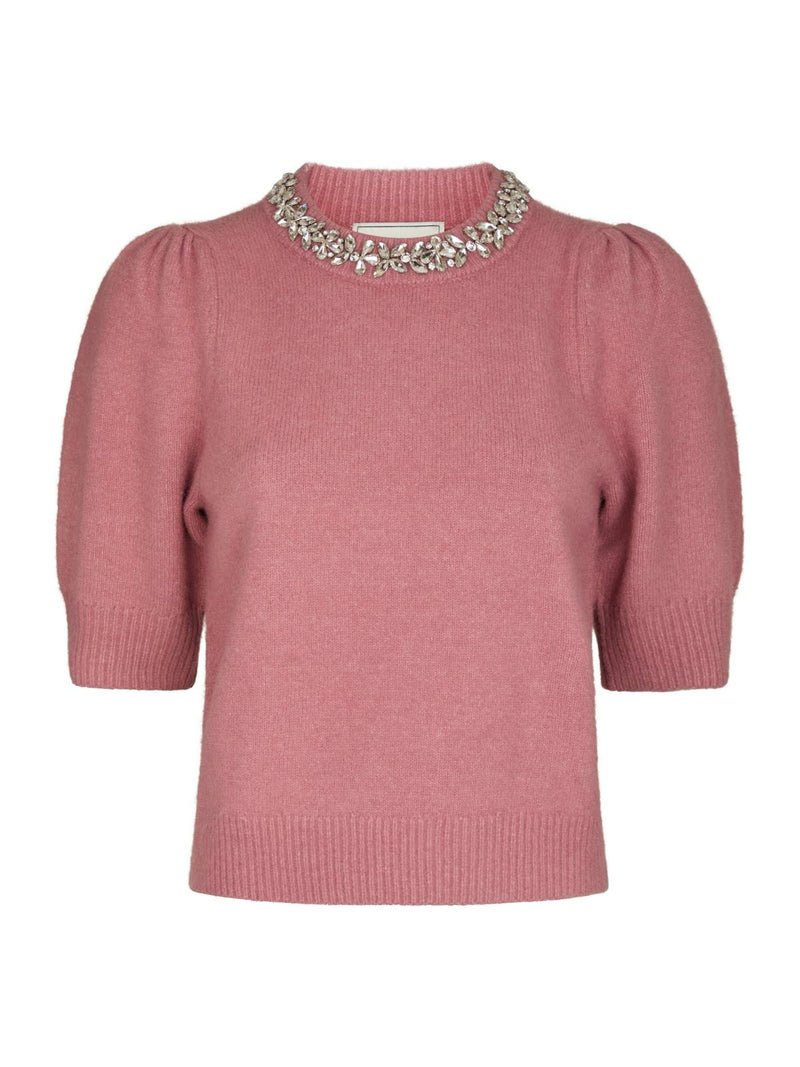 Neo Noir Maia Stone Knit Blouse - Rose