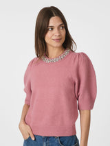 Neo Noir Maia Stone Knit Blouse - Rose