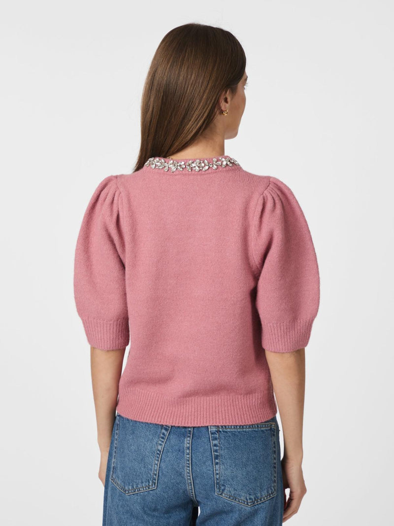 Neo Noir Maia Stone Knit Blouse - Rose