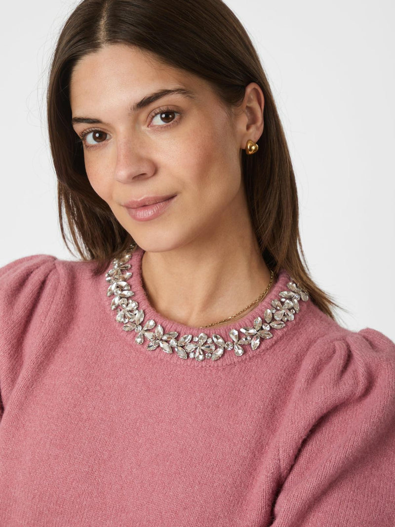 Neo Noir Maia Stone Knit Blouse - Rose