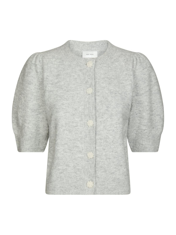 Neo Noir Trudy Deco Knit Cardigan - Light Grey Melange