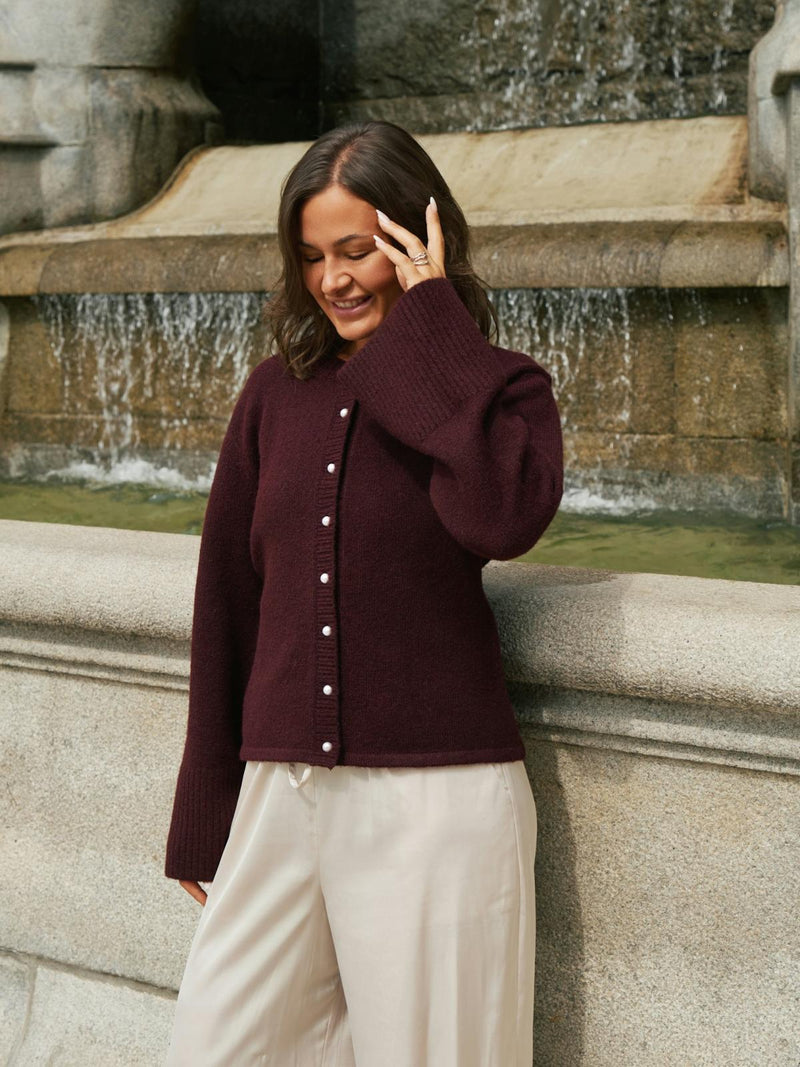 Neo Noir Mixie Knit Cardigan - Wine