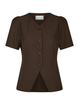 Neo Noir Jules Structure Blouse - Dark Brown