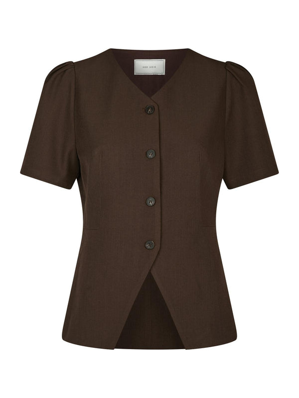 Neo Noir Jules Structure Blouse - Dark Brown
