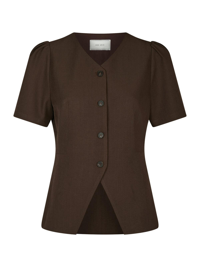 Neo Noir Jules Structure Blouse - Dark Brown