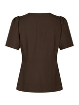 Neo Noir Jules Structure Blouse - Dark Brown