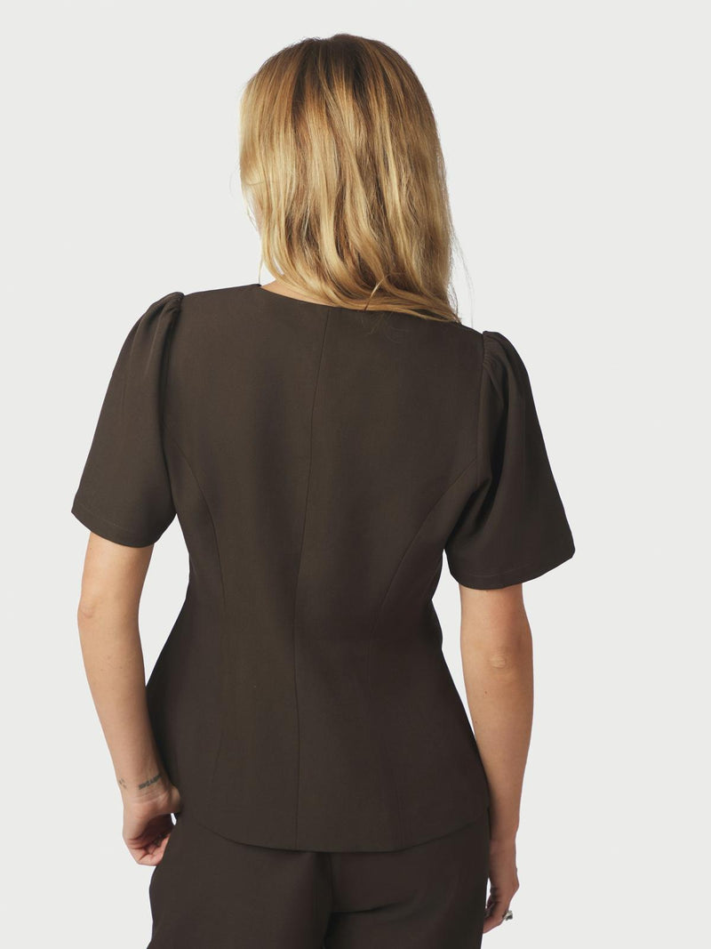 Neo Noir Jules Structure Blouse - Dark Brown