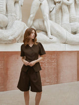 Neo Noir Jules Structure Blouse - Dark Brown