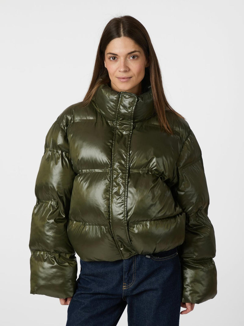 Neo Noir Rhea Shiny Puffer Jacket - Olive