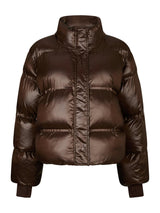 Neo Noir Rhea Shiny Puffer Jacket - Dark Brown