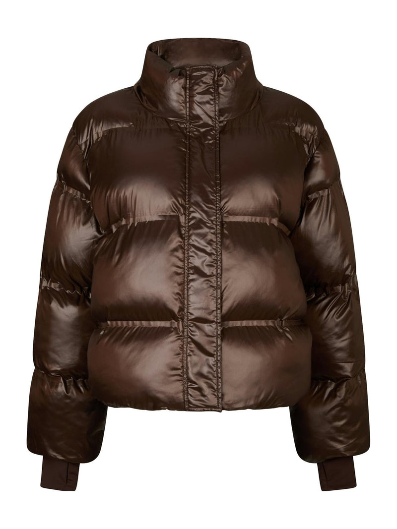 Neo Noir Rhea Shiny Puffer Jacket - Dark Brown