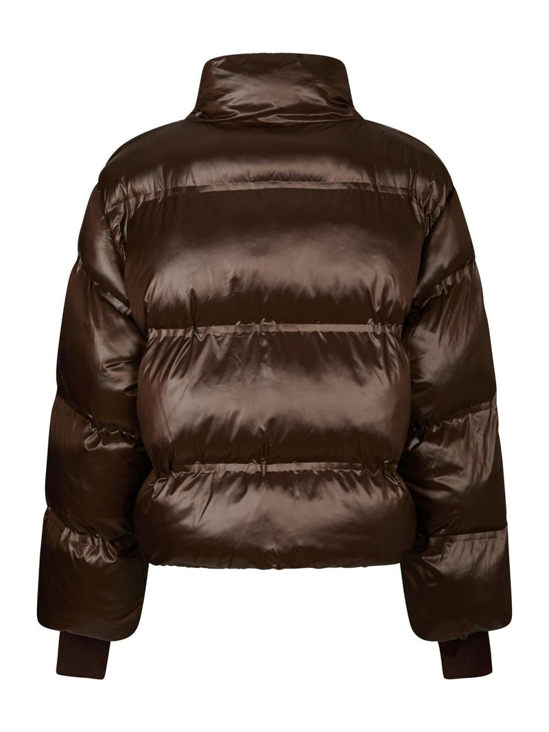 Neo Noir Rhea Shiny Puffer Jacket - Dark Brown