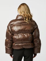 Neo Noir Rhea Shiny Puffer Jacket - Dark Brown