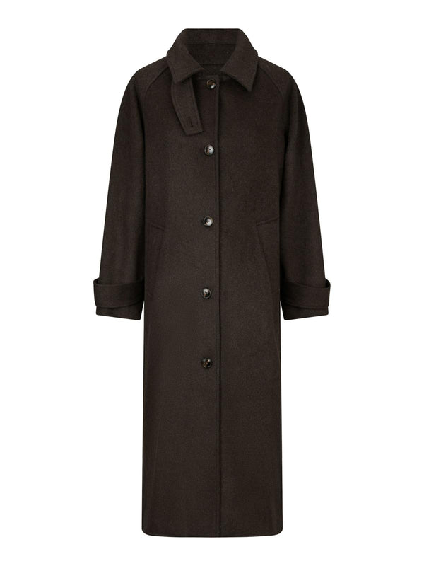 Neo Noir Keaton Wool Coat - Chocolate Brown