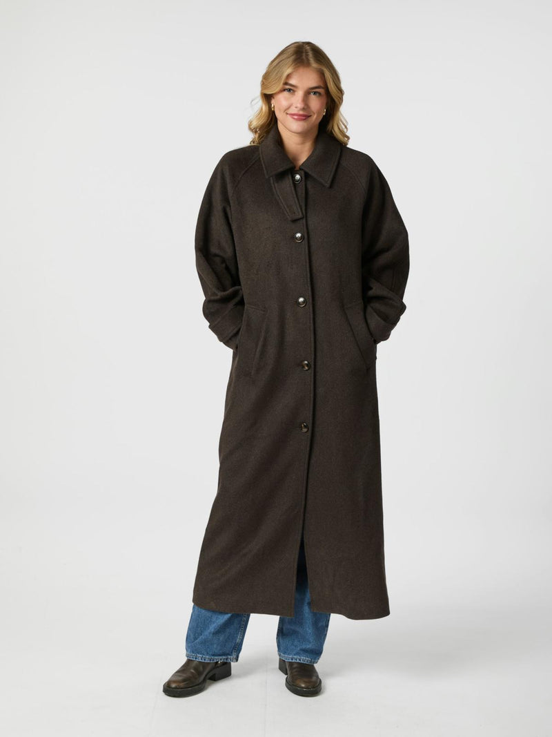 Neo Noir Keaton Wool Coat - Chocolate Brown