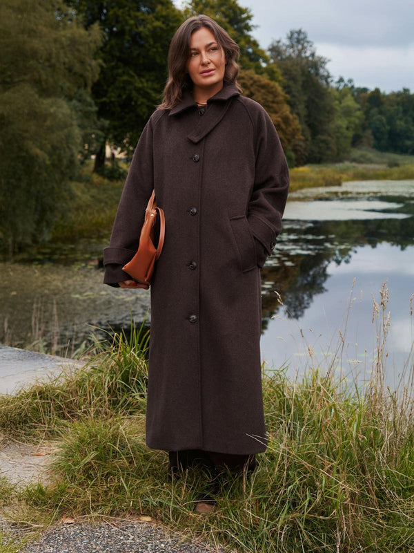 Neo Noir Keaton Wool Coat - Chocolate Brown