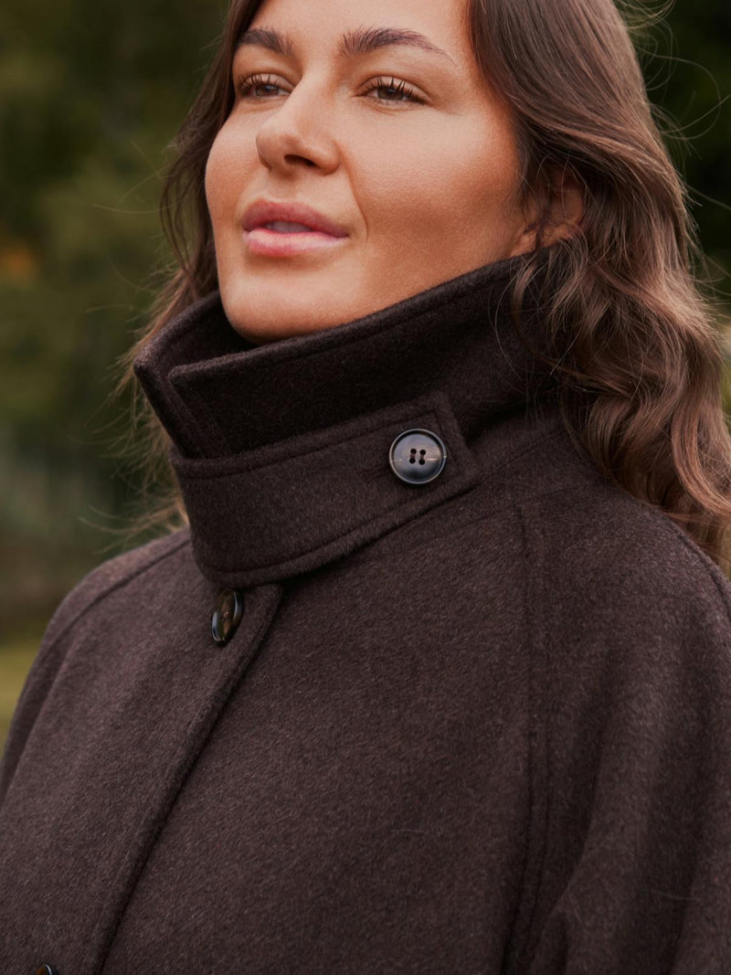 Neo Noir Keaton Wool Coat - Chocolate Brown