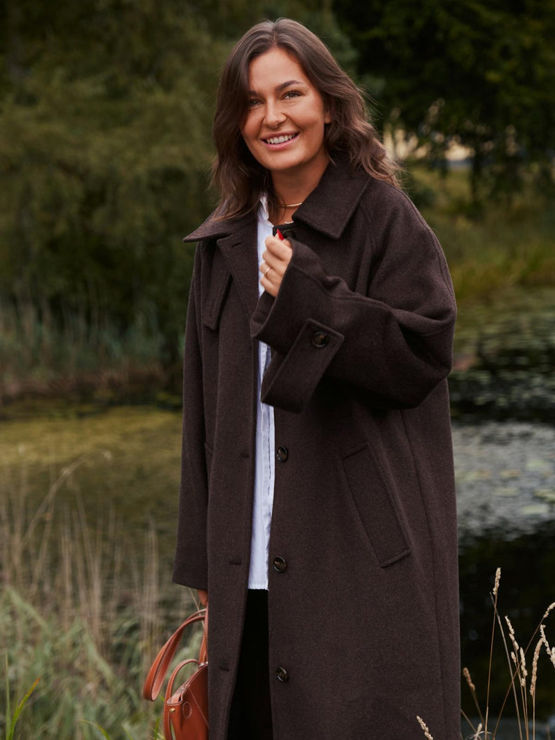 Neo Noir Keaton Wool Coat - Chocolate Brown