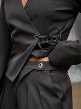 Neo Noir Zalka Eyelet Pants - Dark Grey