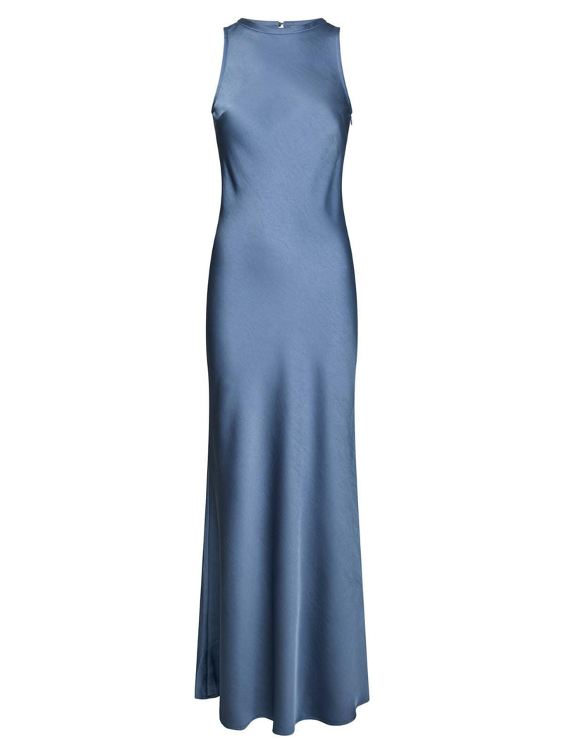 Neo Noir Celinie Heavy Sateen Dress - Smoke Blue
