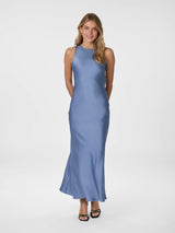 Neo Noir Celinie Heavy Sateen Dress - Smoke Blue