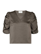Neo Noir Elba Heavy Sateen blouse - Warm Grey