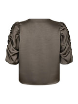 Neo Noir Elba Heavy Sateen blouse - Warm Grey