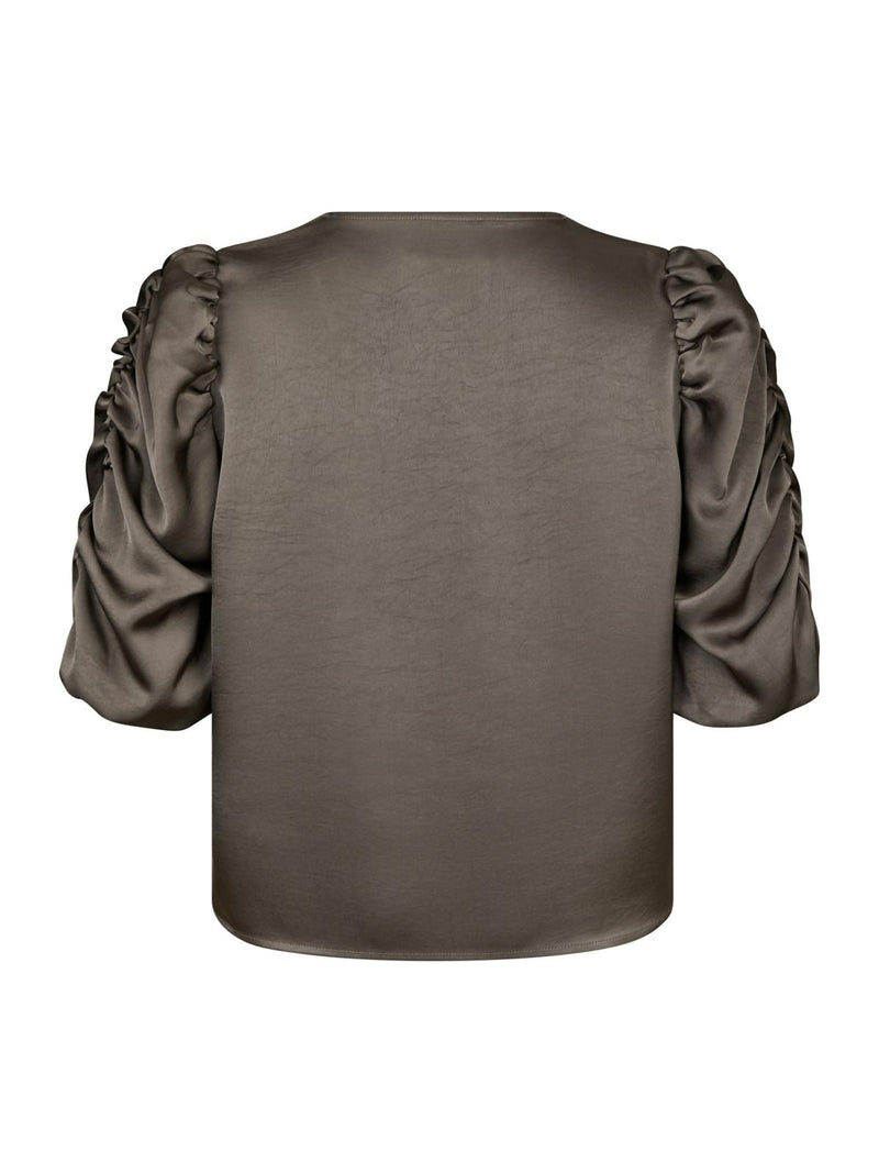 Neo Noir Elba Heavy Sateen blouse - Warm Grey