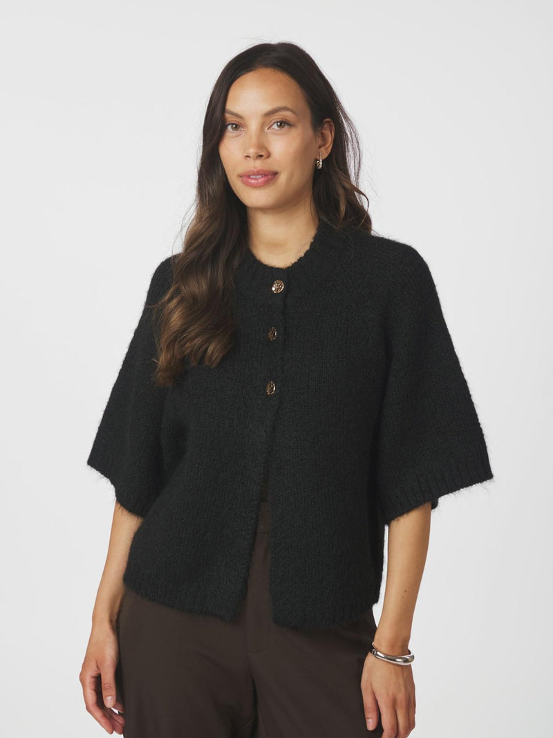 Neo Noir Benuta Fluffy Knit Cardigan - Black