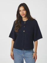 Neo Noir Benuta Fluffy Knit Cardigan - Navy