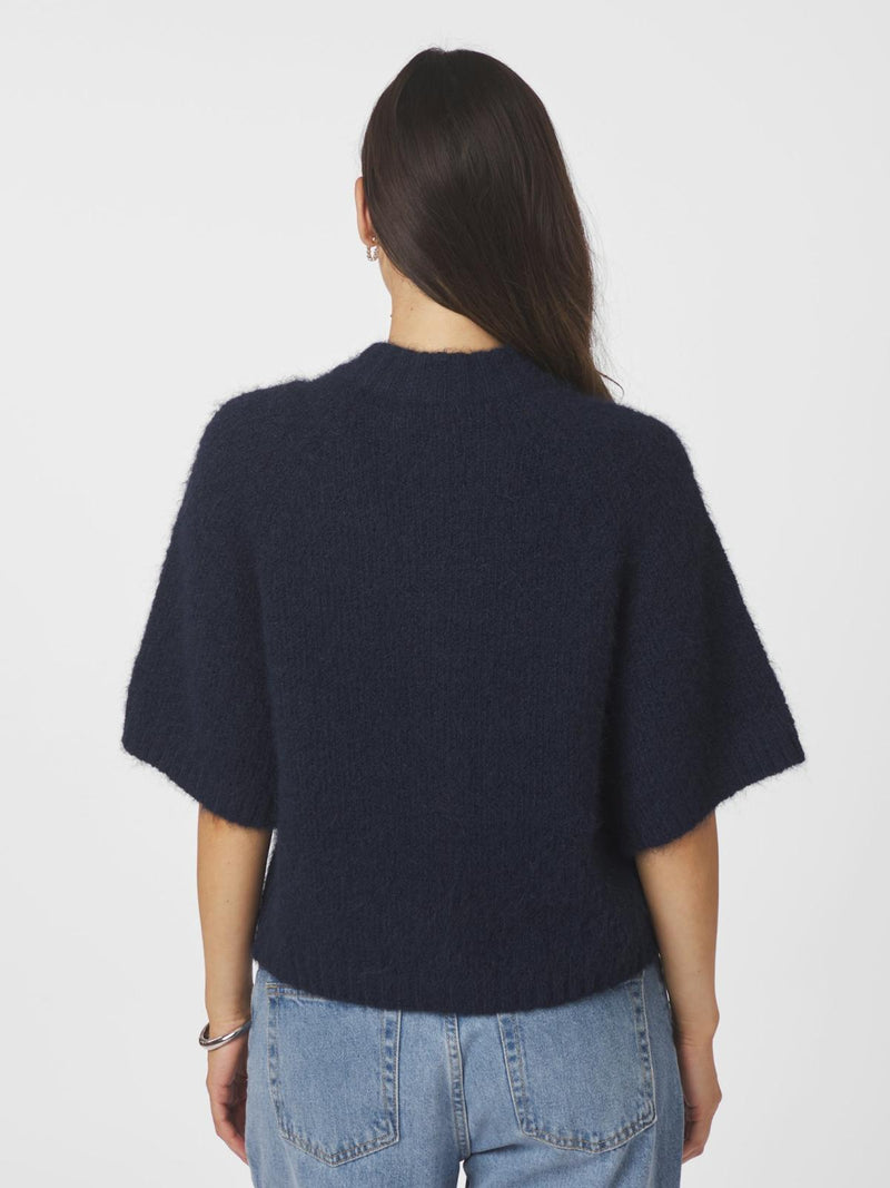 Neo Noir Benuta Fluffy Knit Cardigan - Navy