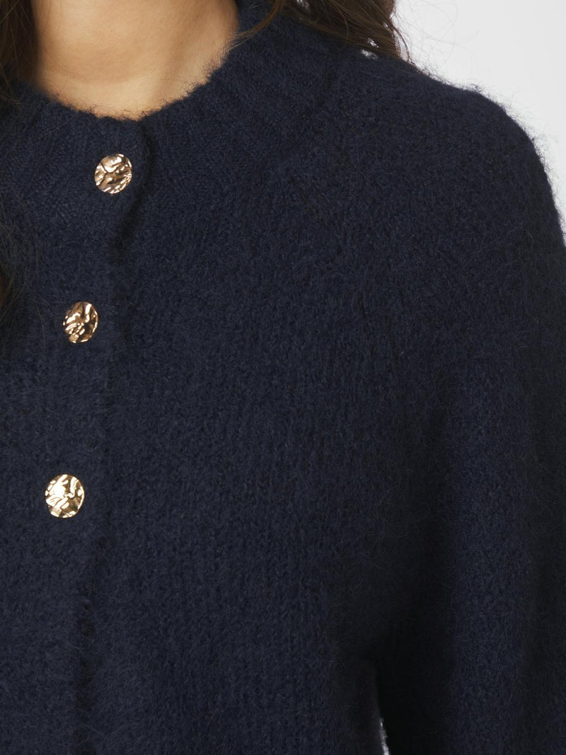 Neo Noir Benuta Fluffy Knit Cardigan - Navy