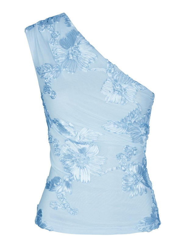Neo Noir Florini Big Flower Mesh Top - Light Blue